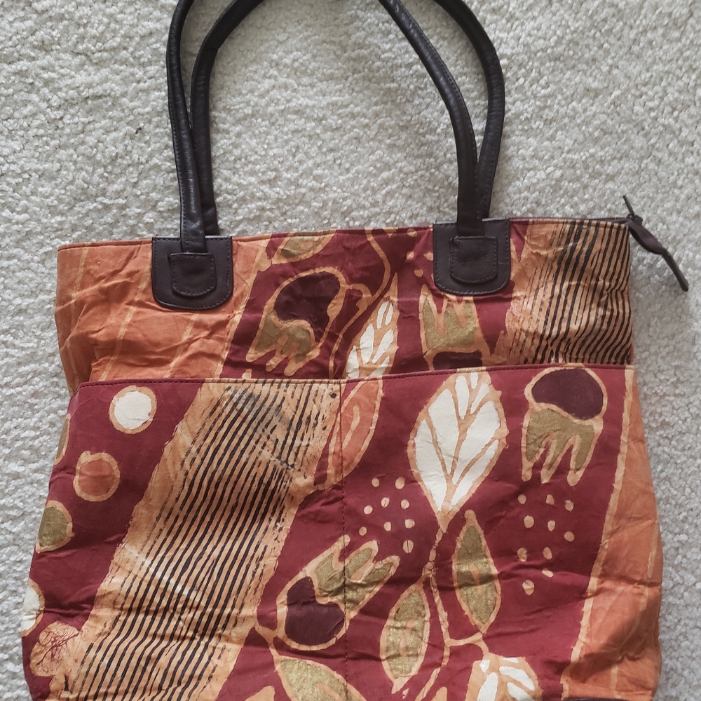 Large tote bag, fall design, brown
